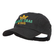 Mardi Gras King with Crown Symbol Embroidered Cotton Cap