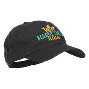 Mardi Gras King with Crown Symbol Embroidered Cotton Cap