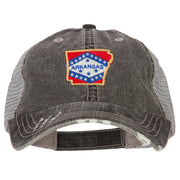 Arkansas State Map Flag Embroidered Low Profile Cotton Mesh Cap