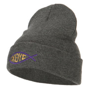 Religious Symbol of Christ Embroidered Long Beanie