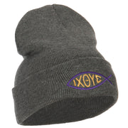 Religious Symbol of Christ Embroidered Long Beanie