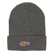 Religious Symbol of Christ Embroidered Long Beanie