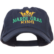 Mardi Gras King with Crown Symbol Embroidered Cotton Cap