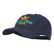 Mardi Gras King with Crown Symbol Embroidered Cotton Cap