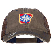 Arkansas State Map Flag Embroidered Low Profile Cotton Mesh Cap