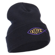 Religious Symbol of Christ Embroidered Long Beanie