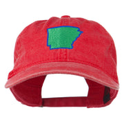 Arkansas State Map Embroidered Washed Cotton Cap