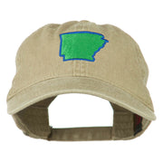 Arkansas State Map Embroidered Washed Cotton Cap