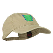 Arkansas State Map Embroidered Washed Cotton Cap