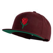 Mini Rose Patched Wool Blend Prostyle Snapback Cap - Maroon OSFM