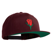Mini Rose Patched Wool Blend Prostyle Snapback Cap - Maroon OSFM