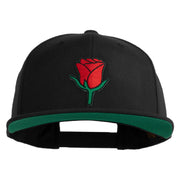 Mini Rose Patched Wool Blend Prostyle Snapback Cap - Black OSFM