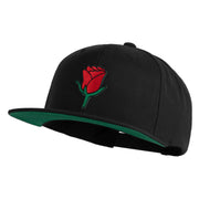 Mini Rose Patched Wool Blend Prostyle Snapback Cap - Black OSFM