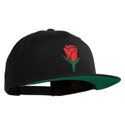 Mini Rose Patched Wool Blend Prostyle Snapback Cap - Black OSFM