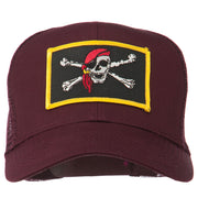 Jolly Roger Scarf Skull Patched Mesh Cap