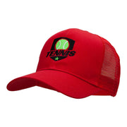 Tennis Ball Logo Embroidered Cotton Twill Mesh Cap