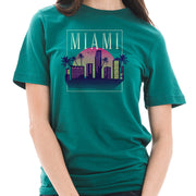 Retro Miami Graphic Design Deluxe Jersey T-Shirt