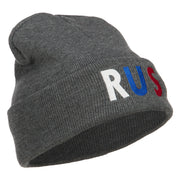 Russia RUS Flag Embroidered Long Beanie