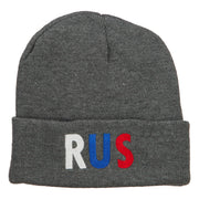 Russia RUS Flag Embroidered Long Beanie