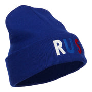 Russia RUS Flag Embroidered Long Beanie