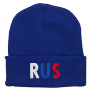 Russia RUS Flag Embroidered Long Beanie