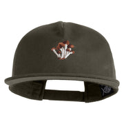 Cluster Mushroom Embroidered 5 Panel Cotton High Profile Flat Bill Unstructured Cap - Olive OSFM