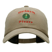 Grinch Please Embroidered Pigment Dyed Cotton Cap