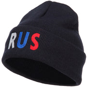 Russia RUS Flag Embroidered Long Beanie