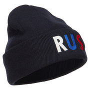 Russia RUS Flag Embroidered Long Beanie