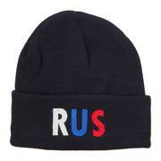 Russia RUS Flag Embroidered Long Beanie