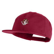 Cluster Mushroom Embroidered 5 Panel Cotton High Profile Flat Bill Unstructured Cap - Burgundy OSFM