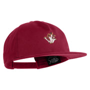 Cluster Mushroom Embroidered 5 Panel Cotton High Profile Flat Bill Unstructured Cap - Burgundy OSFM