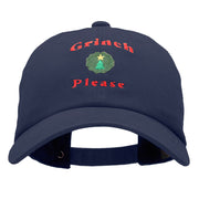 Grinch Please Embroidered Pigment Dyed Cotton Cap