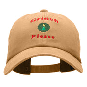 Grinch Please Embroidered Pigment Dyed Cotton Cap