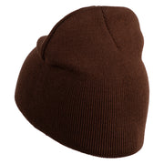 Pea Pod Embroidered 8 inch Acrylic Short Blank Beanie - Brown OSFM