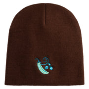 Pea Pod Embroidered 8 inch Acrylic Short Blank Beanie - Brown OSFM