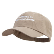 I'd Rather Be Watching Anime Embroidered Low Profile Dyed Cotton Twill Cap - Khaki OSFM