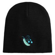 Pea Pod Embroidered 8 inch Acrylic Short Blank Beanie - Black OSFM