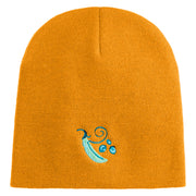 Pea Pod Embroidered 8 inch Acrylic Short Blank Beanie - Gold OSFM