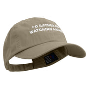 I'd Rather Be Watching Anime Embroidered Low Profile Dyed Cotton Twill Cap - Olive OSFM