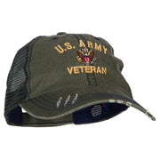 US Army Veteran Military Embroidered Low Cotton Mesh Cap