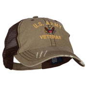 US Army Veteran Military Embroidered Low Cotton Mesh Cap