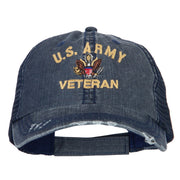 US Army Veteran Military Embroidered Low Cotton Mesh Cap