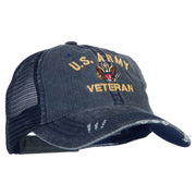 US Army Veteran Military Embroidered Low Cotton Mesh Cap