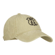 US Route 66 Embroidered Washed Cap