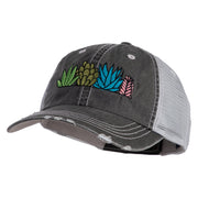 Succulent Arrangement Embroidered Low Profile Special Cotton Mesh Cap - Black OSFM