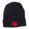 Red Texas State Map Embroidered Cuff Beanie