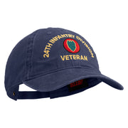 U.S. Army 24th Infantry Division Embroidered Washed Solid Pigment Dyed Cotton Twill Brass Buckle Cap - Navy OSFM