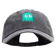 Cute Green Ghost Logo Cotton Twill Premium Pigment Dyed Cap - Black OSFM