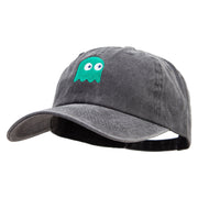 Cute Green Ghost Logo Cotton Twill Premium Pigment Dyed Cap - Black OSFM